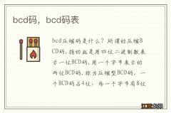 bcd码，bcd码表