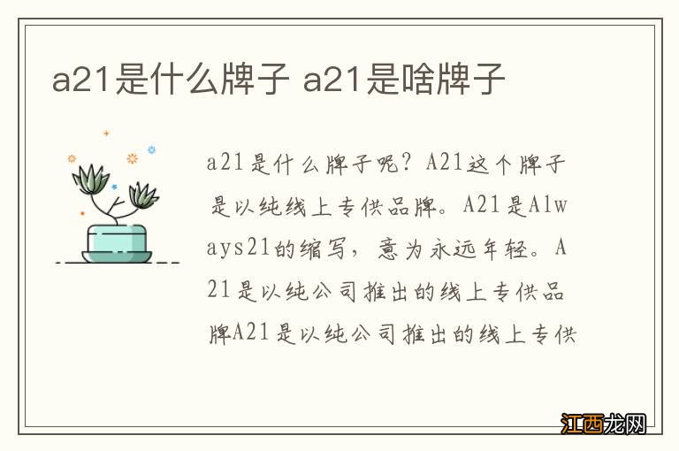 a21是什么牌子 a21是啥牌子