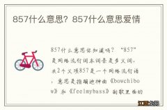 857什么意思？857什么意思爱情