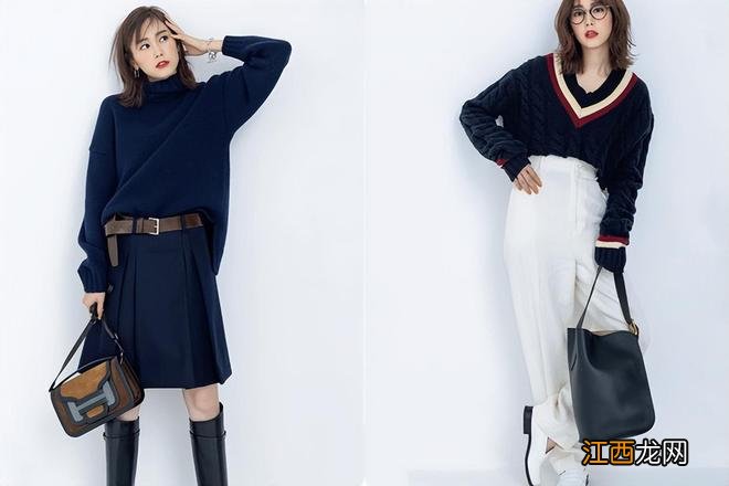 秋天,如何用知性优雅的藏青色,穿出“一衣多搭”的时尚魅力