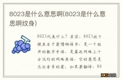 8023是什么意思啊纹身 8023是什么意思啊