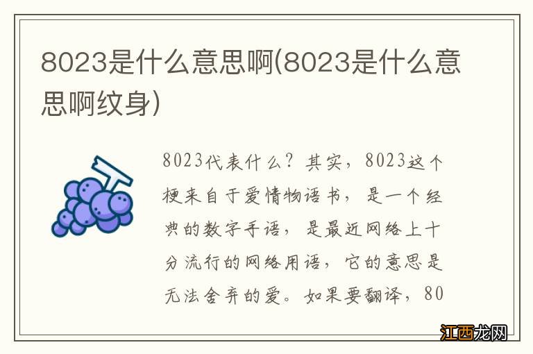 8023是什么意思啊纹身 8023是什么意思啊