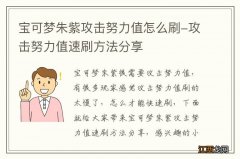 宝可梦朱紫攻击努力值怎么刷-攻击努力值速刷方法分享