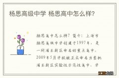 杨思高级中学 杨思高中怎么样？