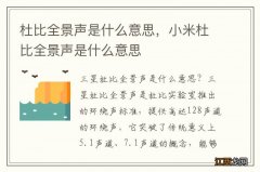 杜比全景声是什么意思，小米杜比全景声是什么意思