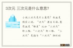 3次元 三次元是什么意思？