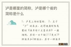 泸是哪里的简称，泸是哪个省的简称是什么