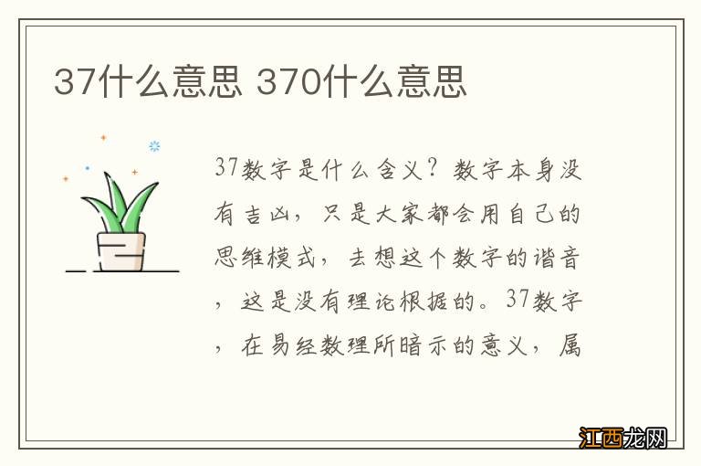 37什么意思 370什么意思