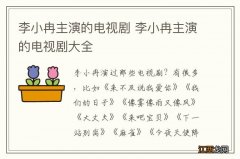 李小冉主演的电视剧 李小冉主演的电视剧大全