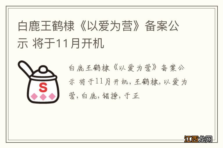 白鹿王鹤棣《以爱为营》备案公示 将于11月开机