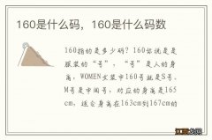 160是什么码，160是什么码数