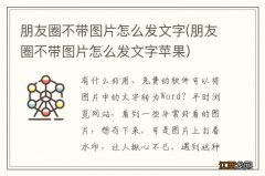 朋友圈不带图片怎么发文字苹果 朋友圈不带图片怎么发文字