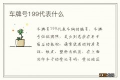 车牌号199代表什么