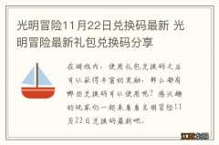 光明冒险11月22日兑换码最新 光明冒险最新礼包兑换码分享