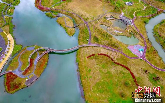 航拍江西孔目江湿地公园 春日风景清新宜人