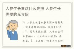 人参生长喜欢什么光照 人参生长需要的光介绍