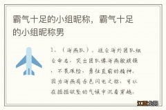 霸气十足的小组昵称，霸气十足的小组昵称男