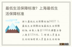 最低生活保障标准？上海最低生活保障标准