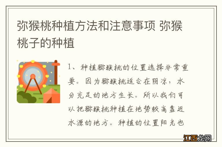 弥猴桃种植方法和注意事项 弥猴桃子的种植