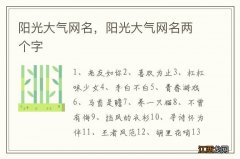 阳光大气网名，阳光大气网名两个字