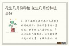 花生几月份种植 花生几月份种植最好