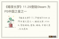 《暗夜长梦》11.29登陆Steam 为PS中国之星之一