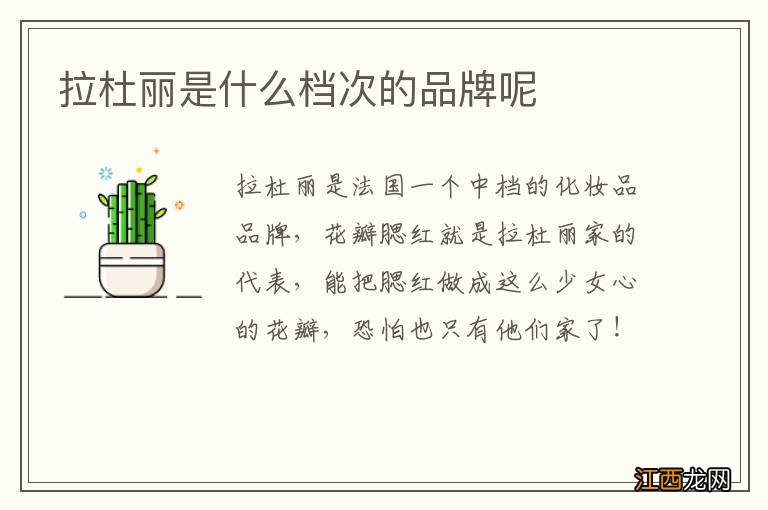 拉杜丽是什么档次的品牌呢