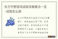 东方平野孤鸿成就攻略要点一览-成就怎么做