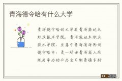 青海德令哈有什么大学