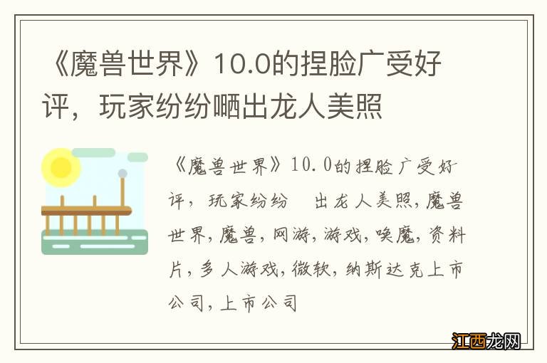 《魔兽世界》10.0的捏脸广受好评，玩家纷纷嗮出龙人美照