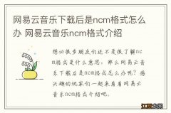 网易云音乐下载后是ncm格式怎么办 网易云音乐ncm格式介绍