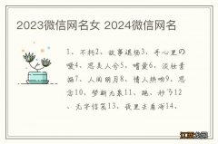 2023微信网名女 2024微信网名