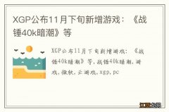 XGP公布11月下旬新增游戏：《战锤40k暗潮》等