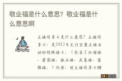 敬业福是什么意思？敬业福是什么意思啊