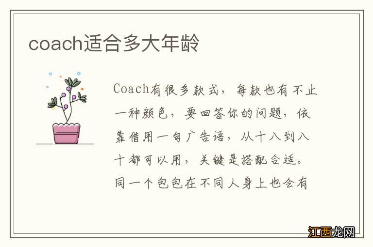 coach适合多大年龄