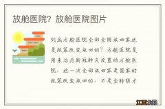 放舱医院？放舱医院图片