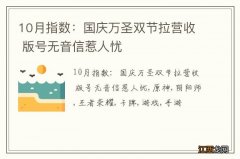 10月指数：国庆万圣双节拉营收 版号无音信惹人忧