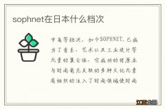 sophnet在日本什么档次