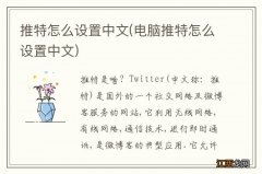 电脑推特怎么设置中文 推特怎么设置中文