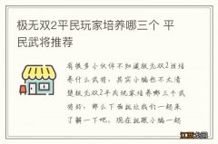 极无双2平民玩家培养哪三个 平民武将推荐