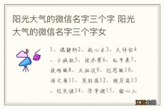 阳光大气的微信名字三个字 阳光大气的微信名字三个字女