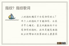 指纹？指纹歌词