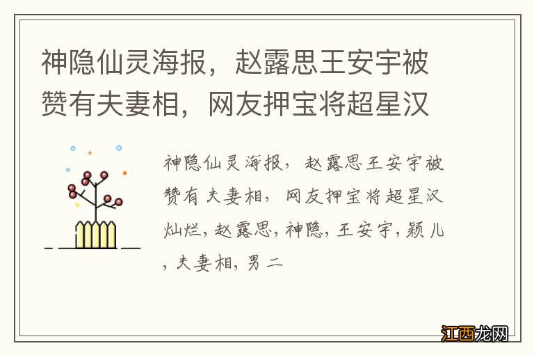 神隐仙灵海报，赵露思王安宇被赞有夫妻相，网友押宝将超星汉灿烂