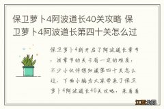 保卫萝卜4阿波道长40关攻略 保卫萝卜4阿波道长第四十关怎么过