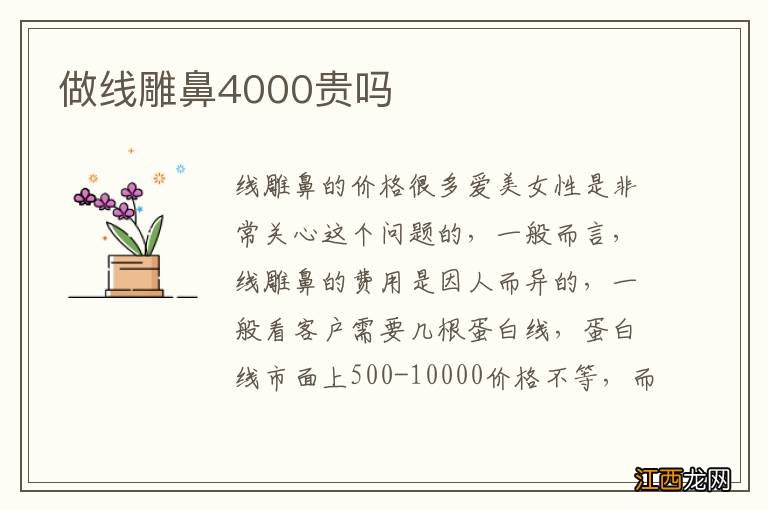 做线雕鼻4000贵吗