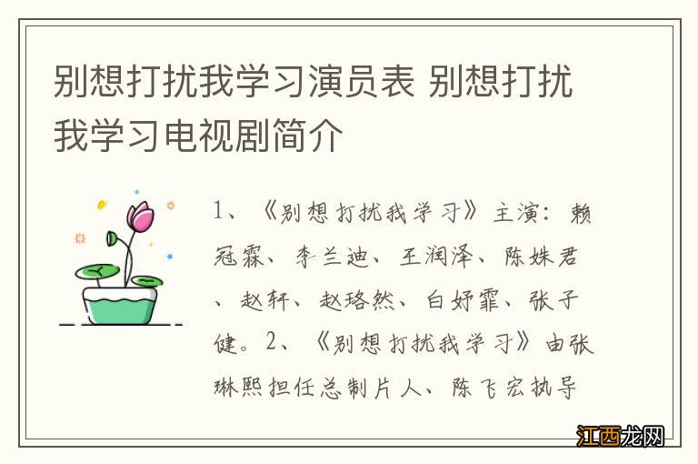 别想打扰我学习演员表 别想打扰我学习电视剧简介