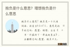 抱负是什么意思？理想抱负是什么意思