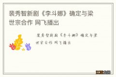 裴秀智新剧《李斗娜》确定与梁世宗合作 网飞播出