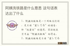 阿姨洗铁路是什么意思 这句话表达出了什么