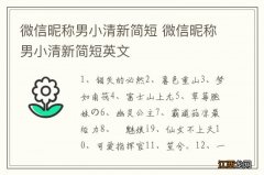 微信昵称男小清新简短 微信昵称男小清新简短英文